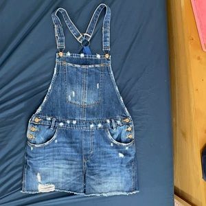 ZARA Denim Short Overalls